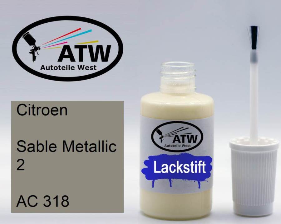 Citroen, Sable Metallic 2, AC 318: 20ml Lackstift, von ATW Autoteile West.